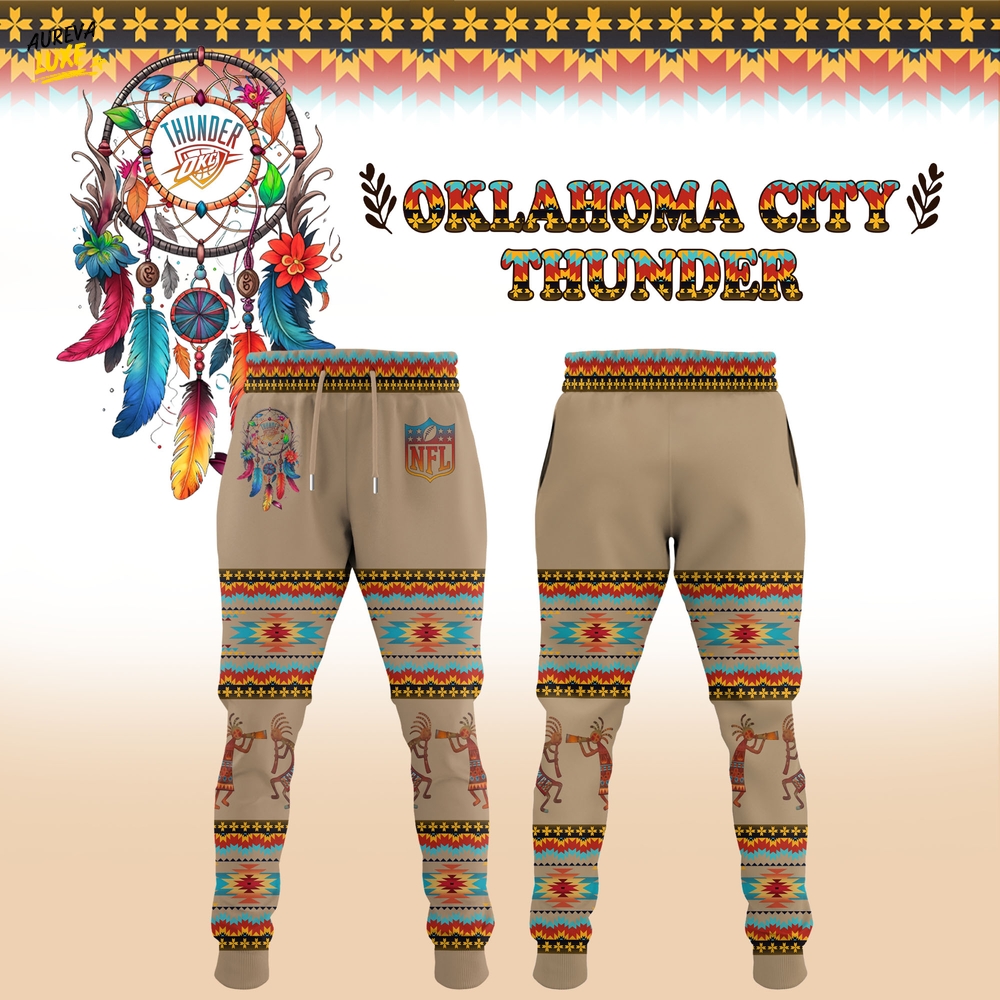 Oklahoma City Thunder Native American Heritage Month 2025 Beige Hoodie Oklahoma City Thunder Native American Heritage Month 2025 Beige Hoodie
