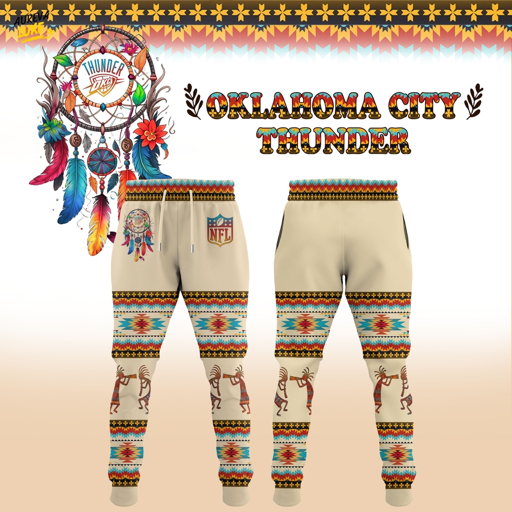 Oklahoma City Thunder Native American Heritage Month 2025 Sand Beige Hoodie Oklahoma City Thunder Native American Heritage Month 2025 Sand Beige Hoodie