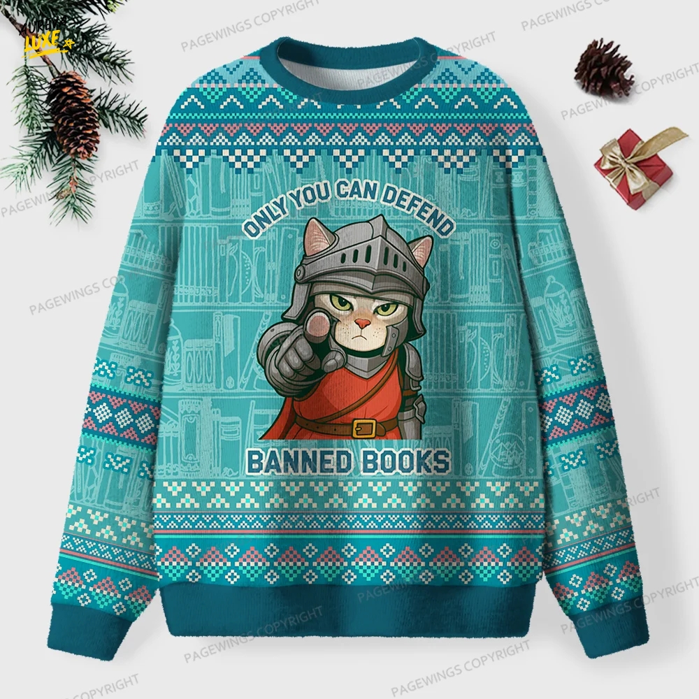 Only You Can Defend Banned Books Unisex Ugly Knit Christmas Sweater Only You Can Defend Banned Books Unisex Ugly Knit Christmas Sweater