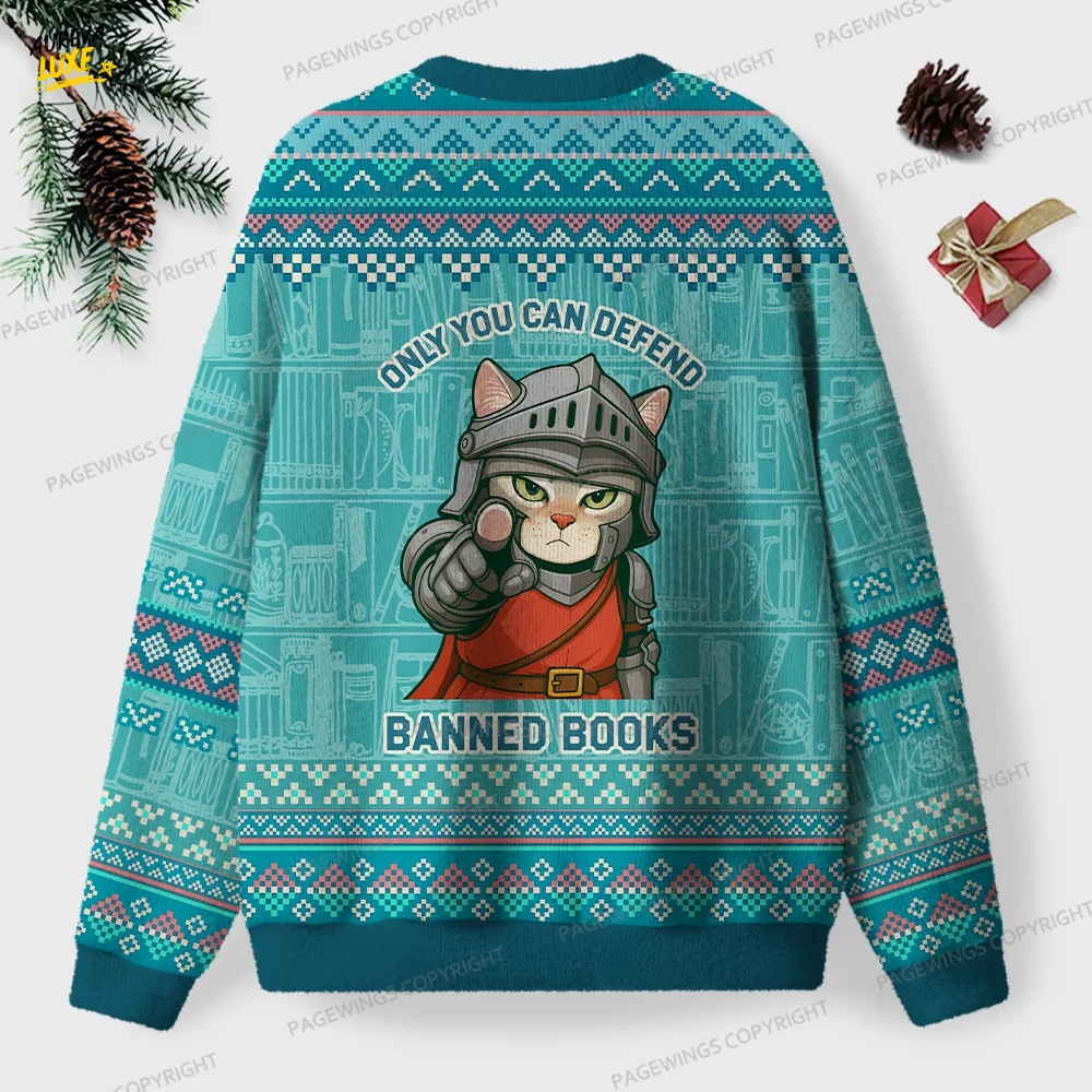 Only You Can Defend Banned Books Unisex Ugly Knit Christmas Sweater Only You Can Defend Banned Books Unisex Ugly Knit Christmas Sweater