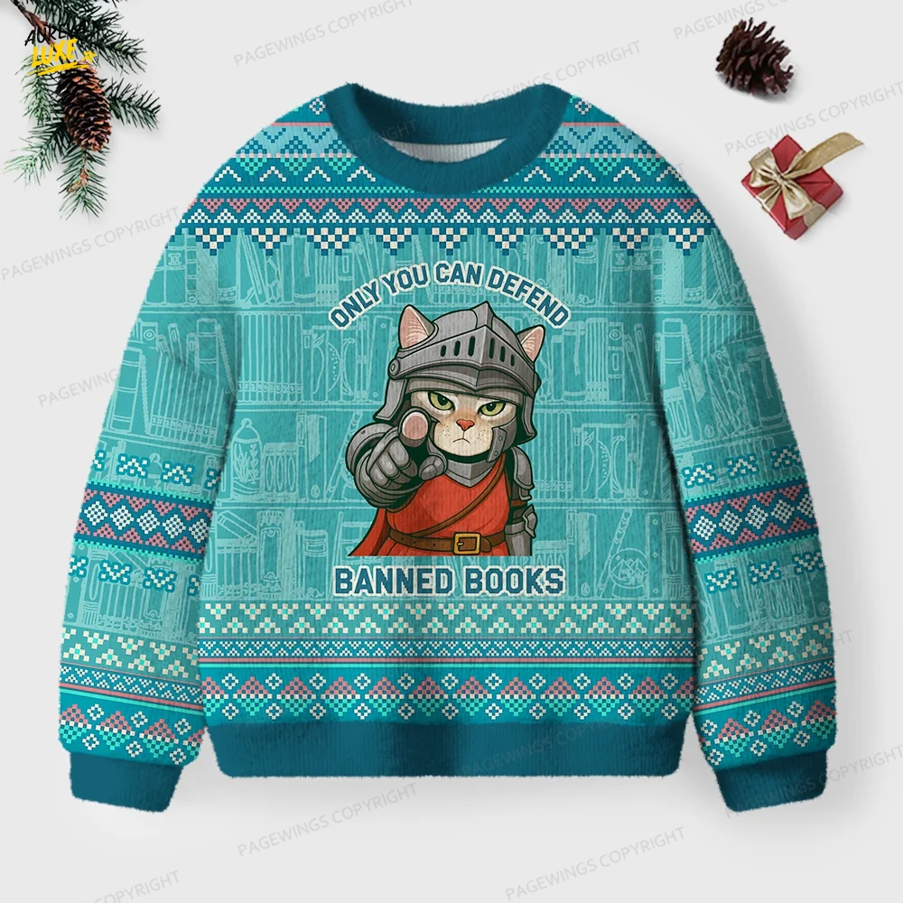 Only You Can Defend Banned Books Unisex Ugly Knit Christmas Sweater Only You Can Defend Banned Books Unisex Ugly Knit Christmas Sweater