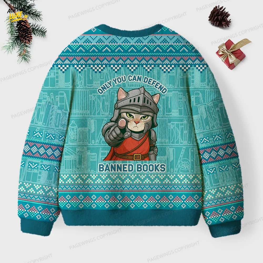 Only You Can Defend Banned Books Unisex Ugly Knit Christmas Sweater Only You Can Defend Banned Books Unisex Ugly Knit Christmas Sweater