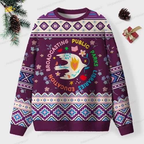Public Parks Libraries Education Unisex Ugly Knit Christmas Sweater