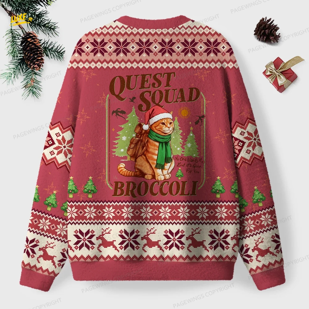 Quest Squad Broccoli Unisex Ugly Knit Christmas Sweater Quest Squad Broccoli Unisex Ugly Knit Christmas Sweater