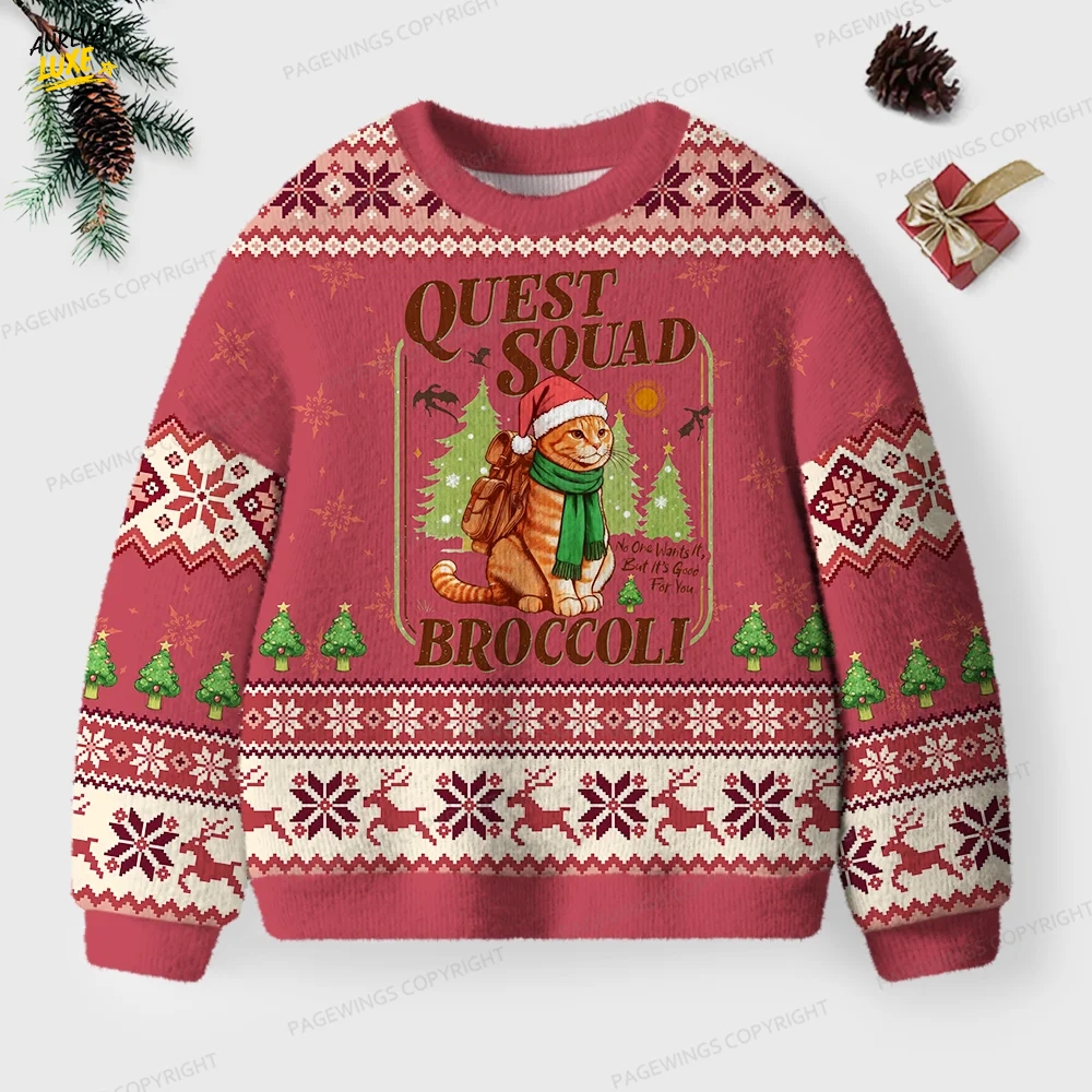 Quest Squad Broccoli Unisex Ugly Knit Christmas Sweater Quest Squad Broccoli Unisex Ugly Knit Christmas Sweater