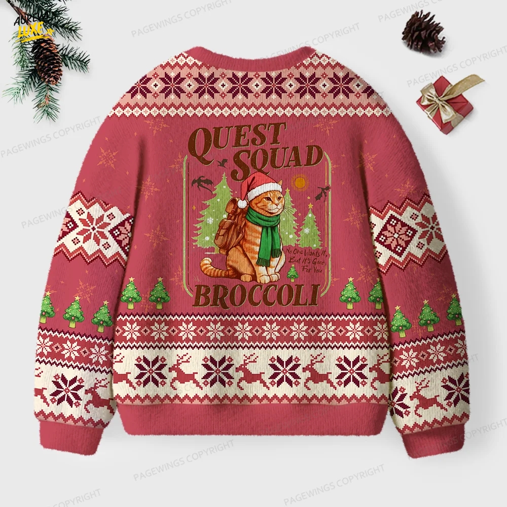 Quest Squad Broccoli Unisex Ugly Knit Christmas Sweater Quest Squad Broccoli Unisex Ugly Knit Christmas Sweater