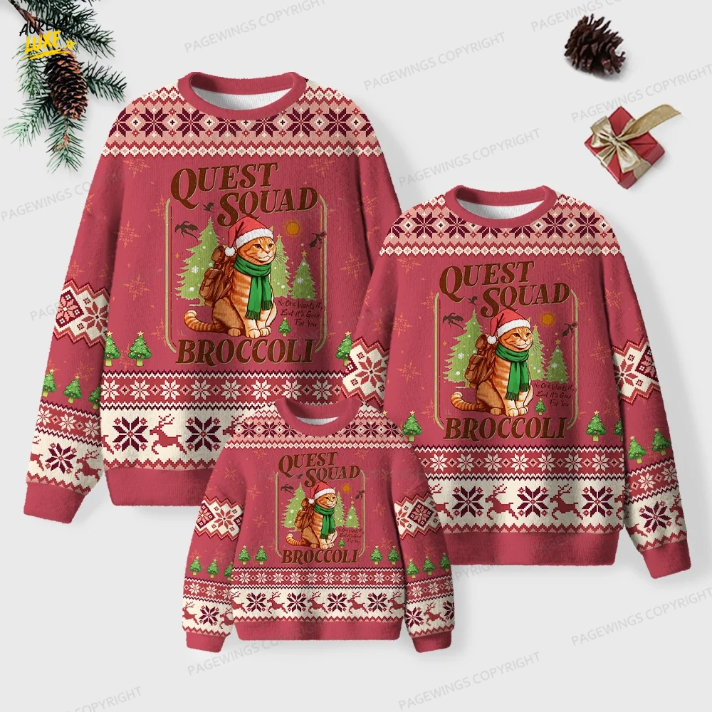 Quest Squad Broccoli Unisex Ugly Knit Christmas Sweater Quest Squad Broccoli Unisex Ugly Knit Christmas Sweater