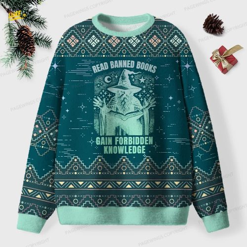 Read Banned Books Gain Forbidden Knowledge Unisex Ugly Knit Christmas Sweater