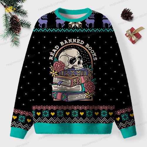 Read Banned Books Unisex Ugly Knit Christmas Sweater