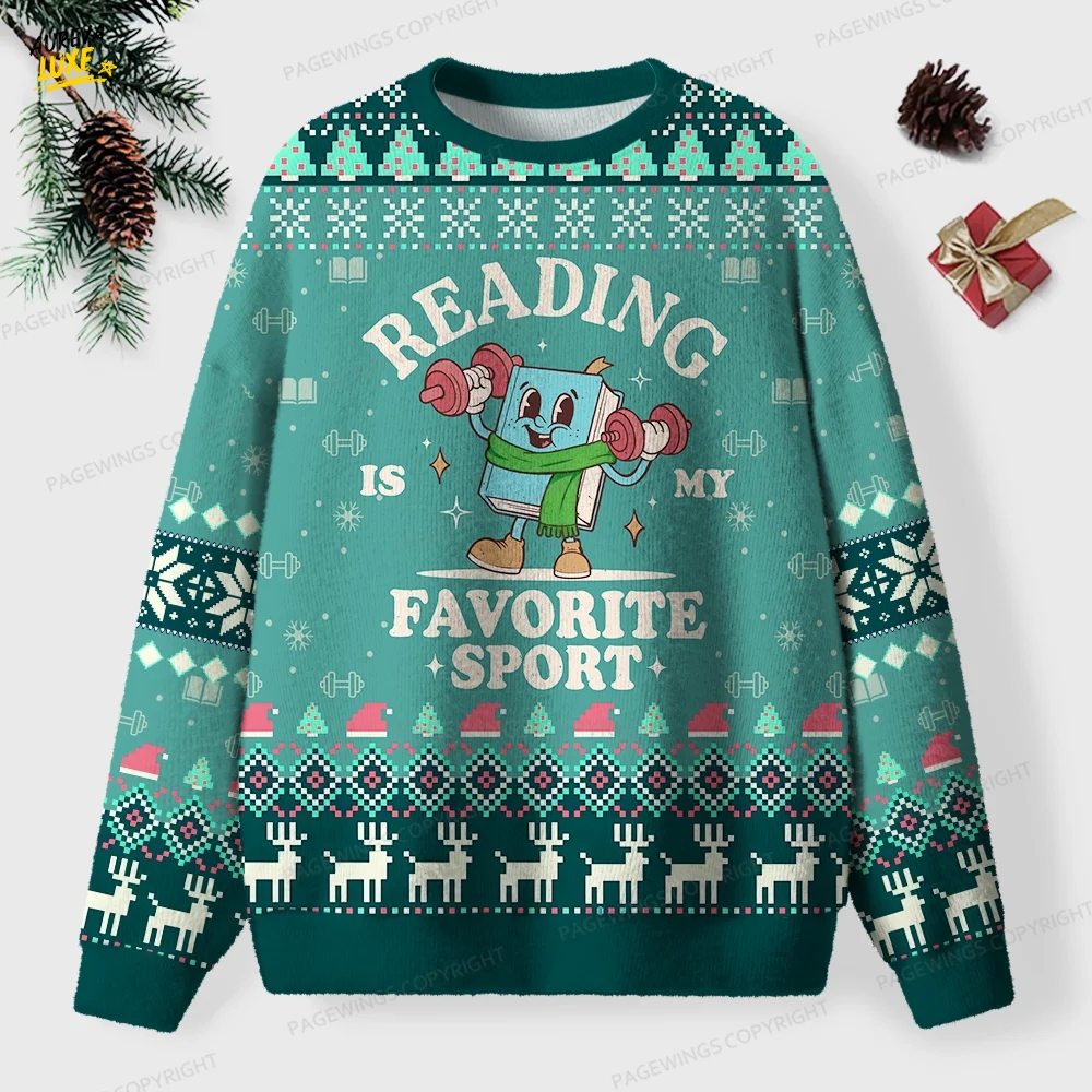 Reading Is My Favorite Sport Unisex Ugly Knit Christmas Sweater Reading Is My Favorite Sport Unisex Ugly Knit Christmas Sweater