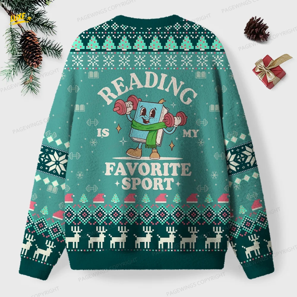 Reading Is My Favorite Sport Unisex Ugly Knit Christmas Sweater Reading Is My Favorite Sport Unisex Ugly Knit Christmas Sweater