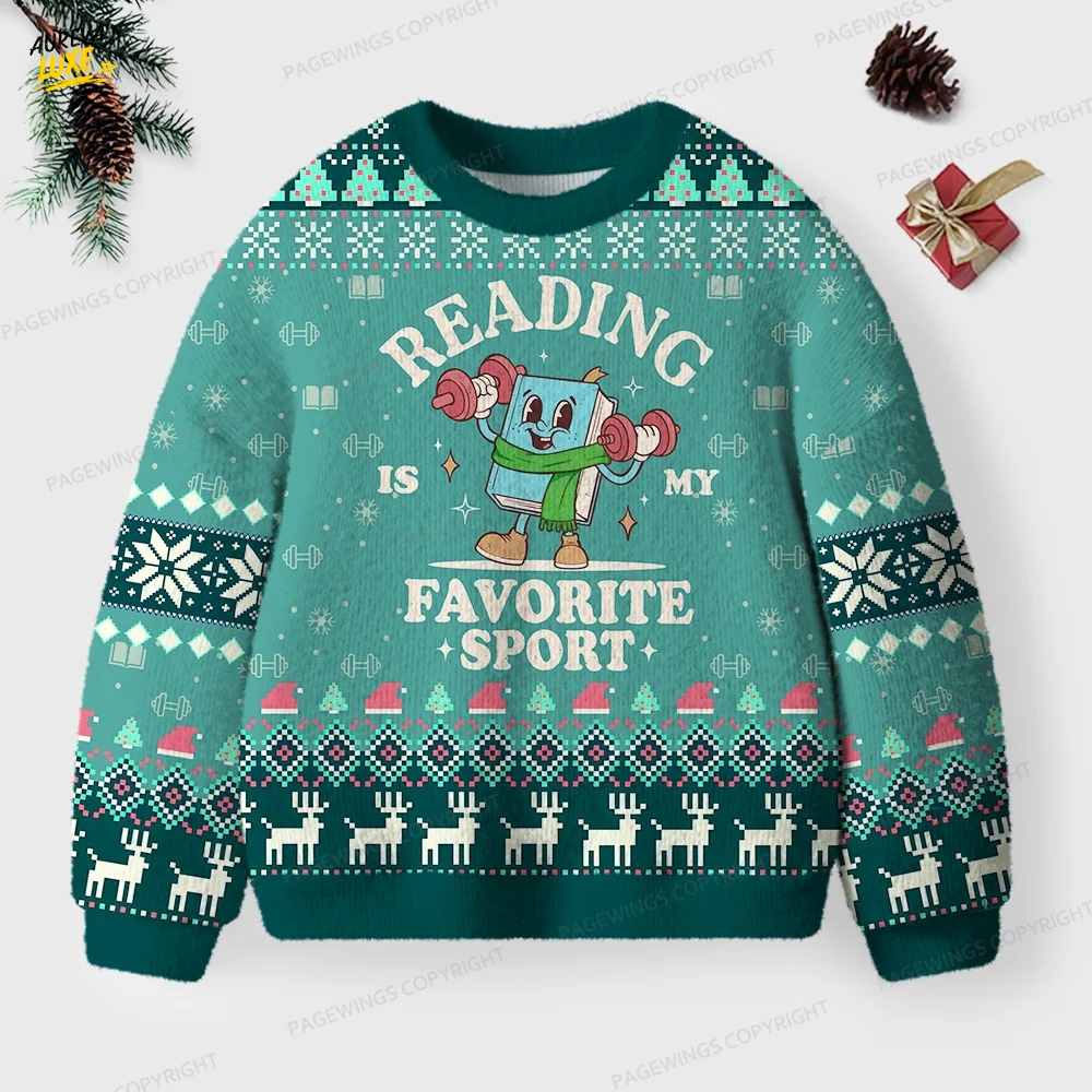 Reading Is My Favorite Sport Unisex Ugly Knit Christmas Sweater Reading Is My Favorite Sport Unisex Ugly Knit Christmas Sweater