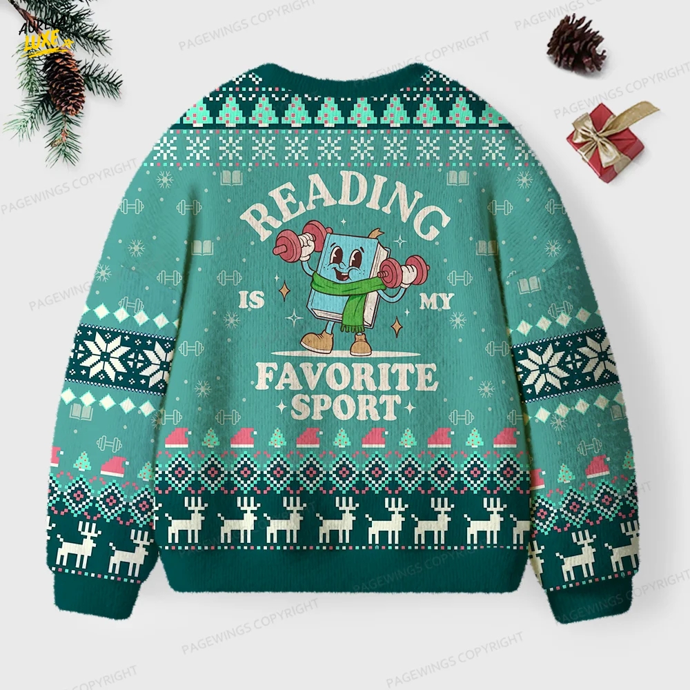 Reading Is My Favorite Sport Unisex Ugly Knit Christmas Sweater Reading Is My Favorite Sport Unisex Ugly Knit Christmas Sweater