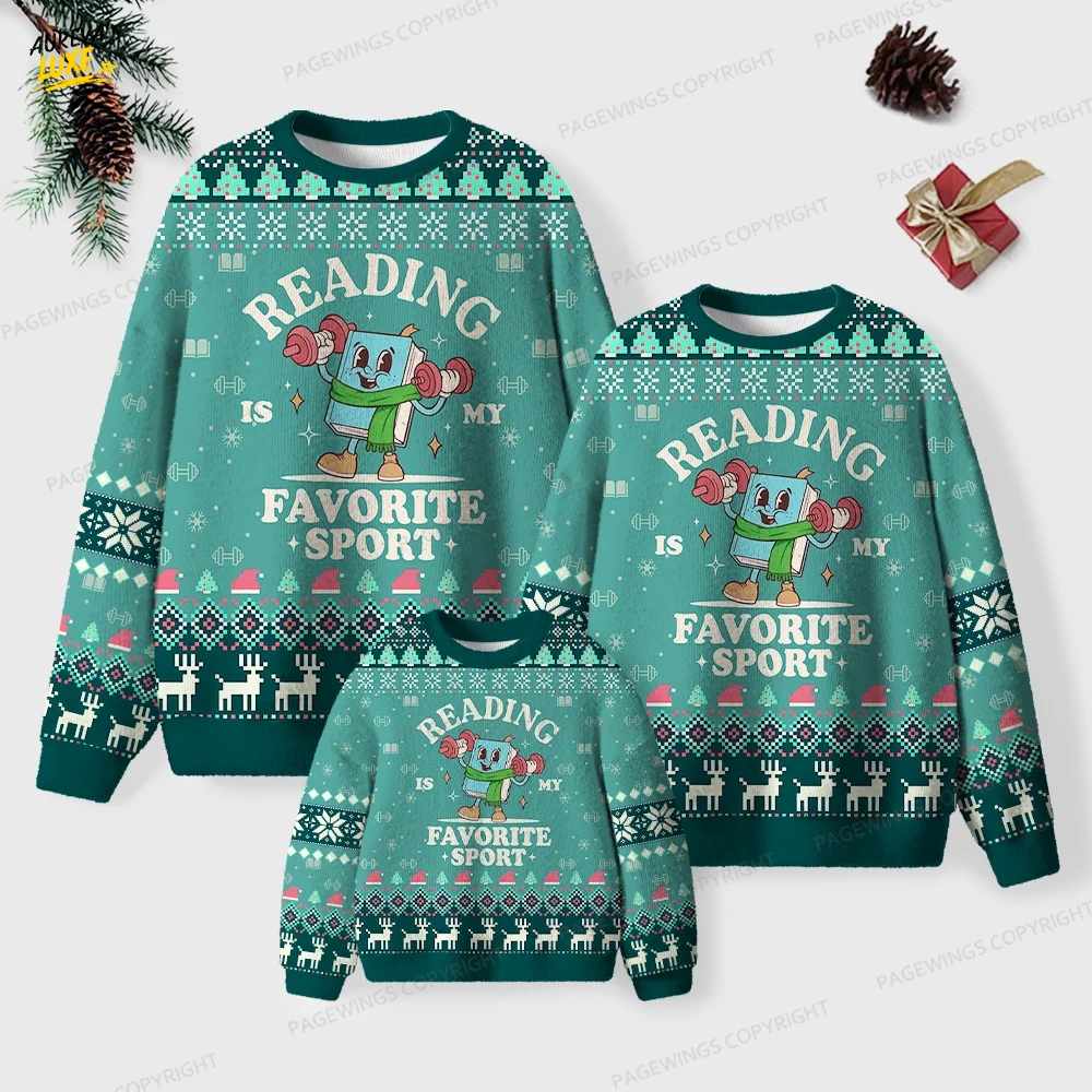 Reading Is My Favorite Sport Unisex Ugly Knit Christmas Sweater Reading Is My Favorite Sport Unisex Ugly Knit Christmas Sweater