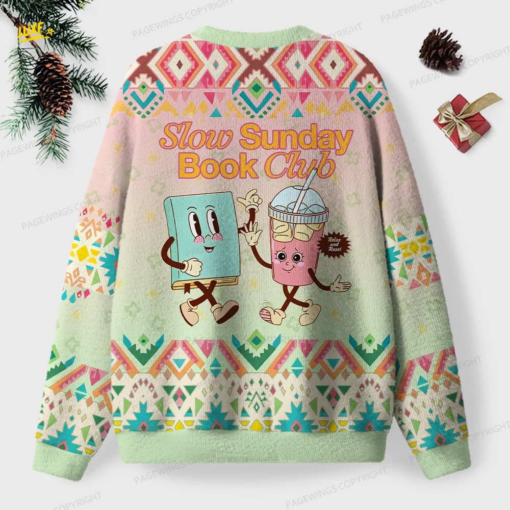 Slow Sunday Book Club Unisex Ugly Knit Christmas Sweater Slow Sunday Book Club Unisex Ugly Knit Christmas Sweater