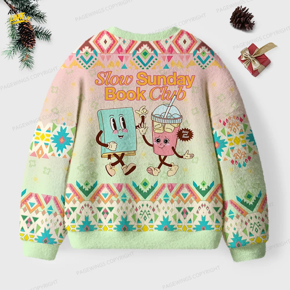Slow Sunday Book Club Unisex Ugly Knit Christmas Sweater Slow Sunday Book Club Unisex Ugly Knit Christmas Sweater