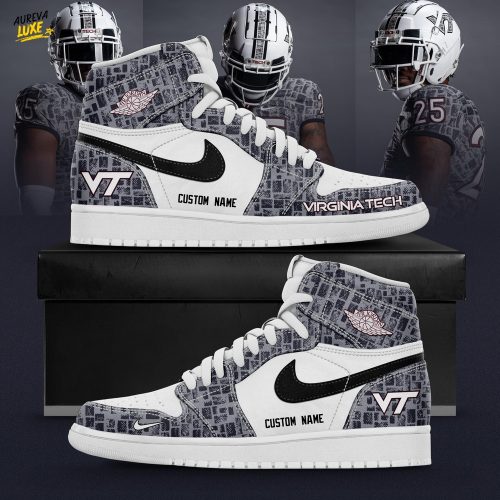 Virginia Tech Hokies 2025 Gray Camo Limited Edition AJ1 Sneakers