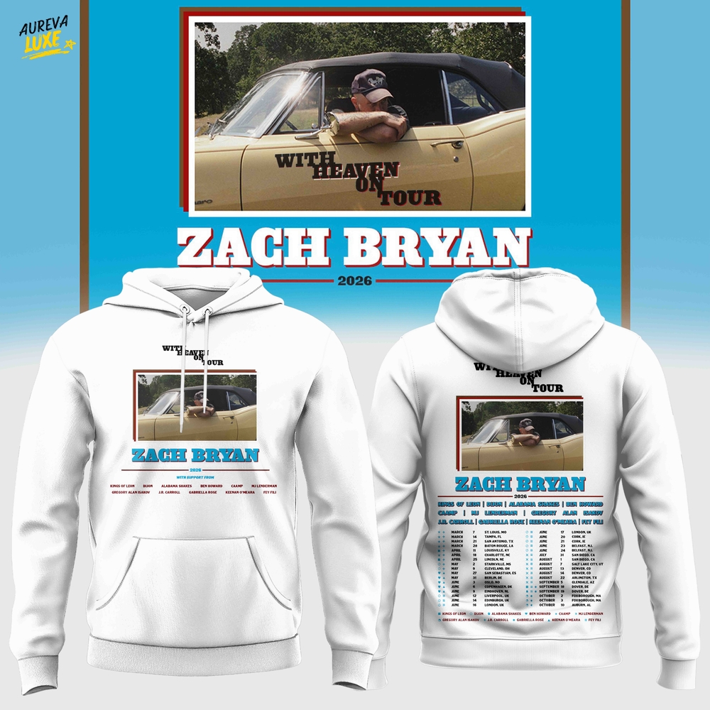 Zach Bryan “With Heaven On Tour” 2026 Collection Hoodie Zach Bryan “With Heaven On Tour” 2026 Collection Hoodie