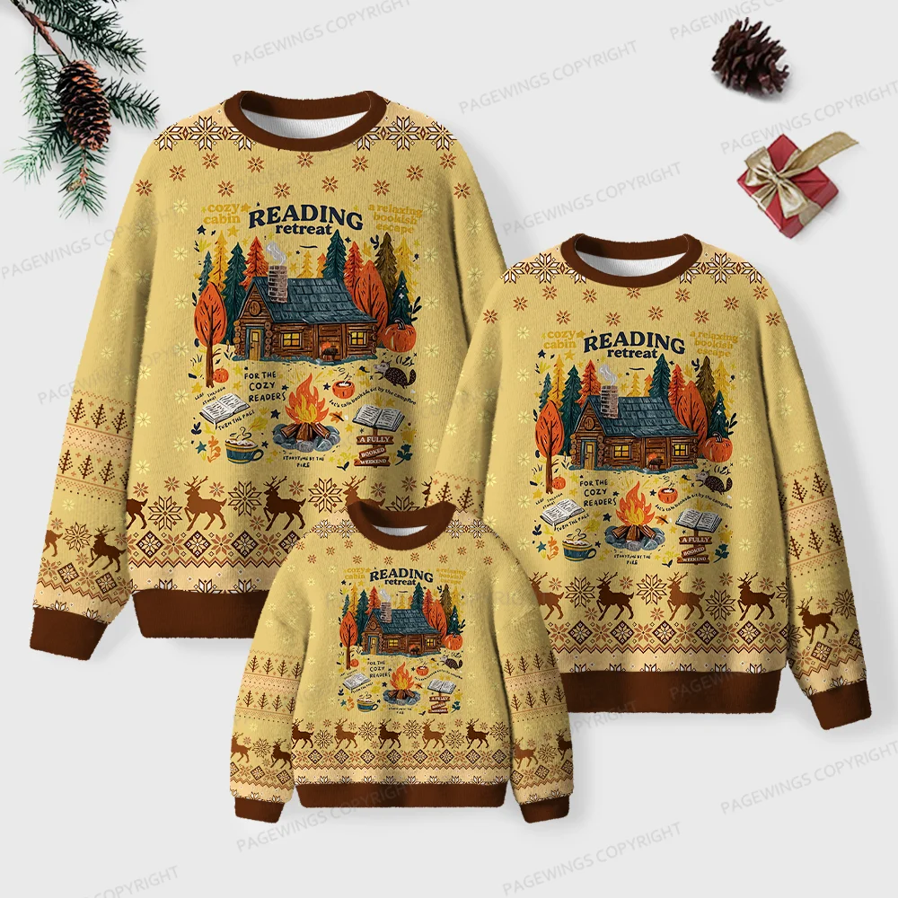 Cozy Reading Retreat Unisex Ugly Knit Christmas Sweater Cozy Reading Retreat Unisex Ugly Knit Christmas Sweater