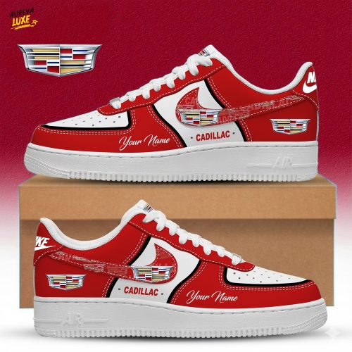 Cadillac Custom Name Multicolor Fashion Casual AF1 Sneakers - Red