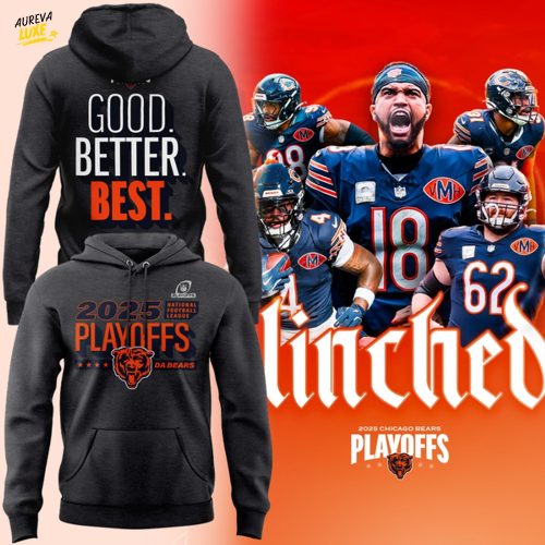 Chicago Bears Heather Charcoal 2025 NFL Playoffs Ready Hoodie
