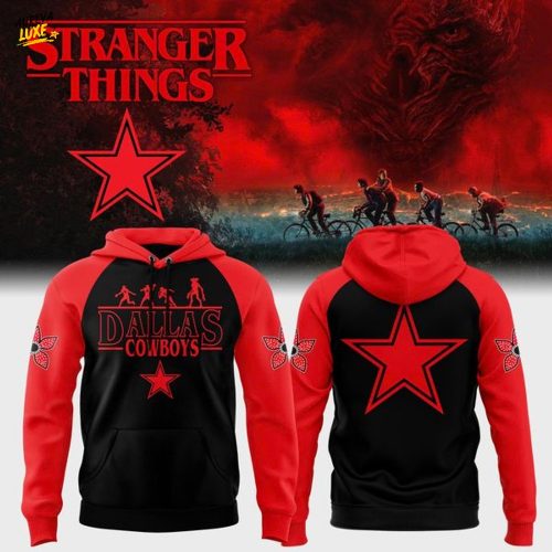 Dallas Cowboys Black/Red 2025 Stranger Things Hoodie