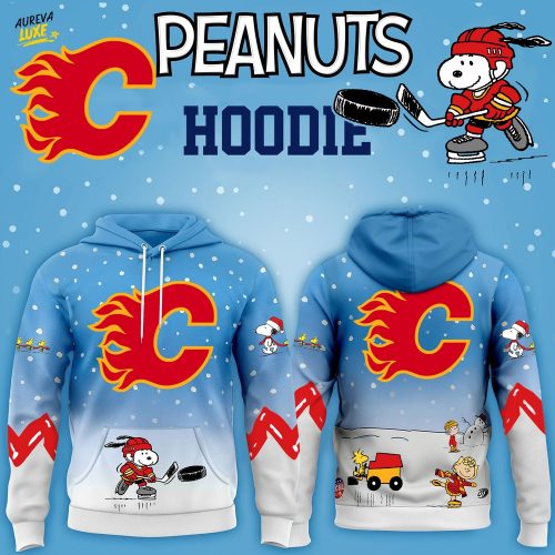 Limited Edition Calgary Flames x Peanuts Snoopy Winter Hockey Hoodie-3D Unisex Hoodie