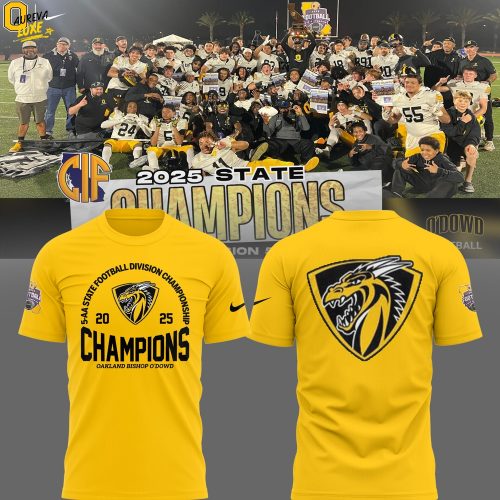 Limited Edition Oakland Bishop 2025 Division 5-AA State Champions T-Shirt
