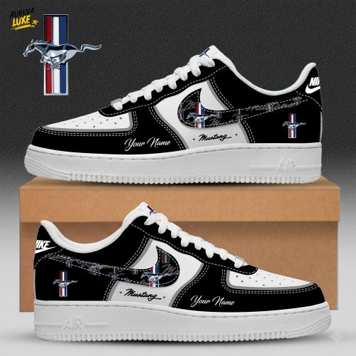 Mustang Custom Name Multicolor Fashion Casual AF1 Sneakers - Black