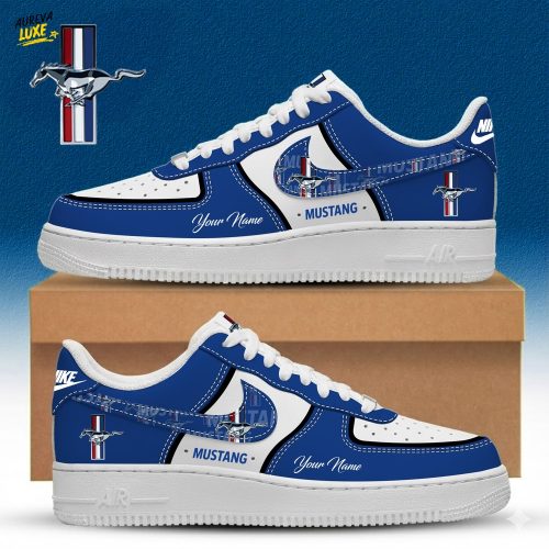 Mustang Custom Name Multicolor Fashion Casual AF1 Sneakers - Blue