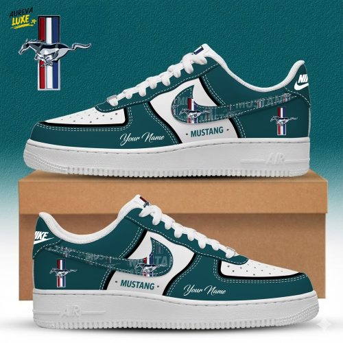 Mustang Custom Name Multicolor Fashion Casual AF1 Sneakers - Green