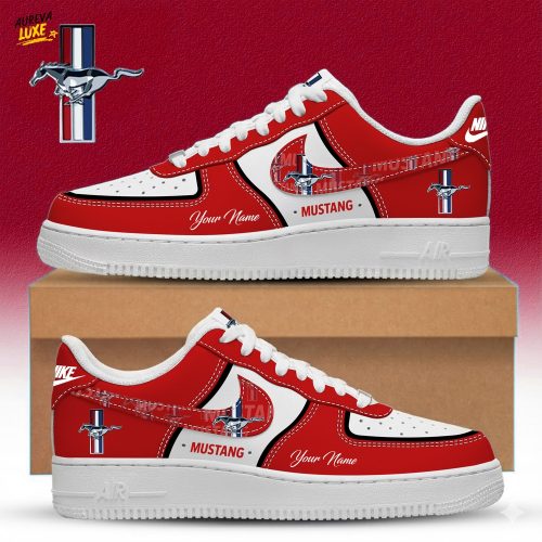 Mustang Custom Name Multicolor Fashion Casual AF1 Sneakers - Red