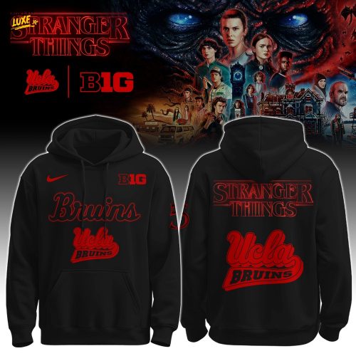 UCLA x Stranger Things hoodie with a bold red–black design