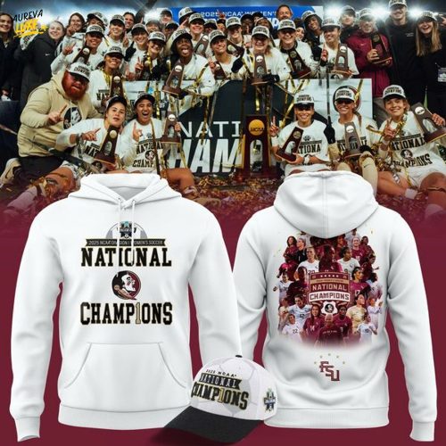 Unisex Champion White Florida State Seminoles 2025 NCAA Women's Soccer National Champions Locker Room Hoodie-V3(White)