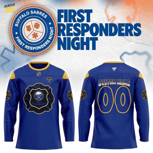 B Sabres First Responders Night 2026 Blue Hockey Jersey Custom Name, Number