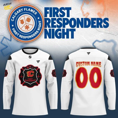 C Flames First Responders Night 2026 Hockey Jersey Custom Name, Number
