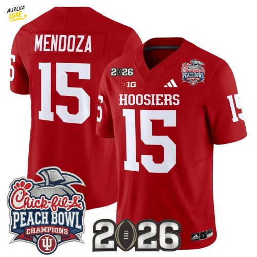 Indiana Hoosiers Peach Bowl Champions & 2026 CFP Finals Patch Vapor Limited Jersey V1