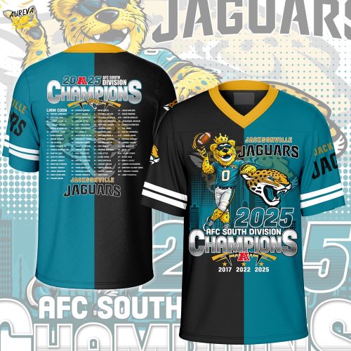 Jacksonville Jaguars Football x AFC South Division Champions Special Edition 2025-V-neck Short Sleeve Jersey