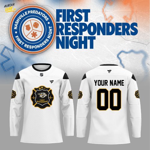 N Predators First Responders Night Hockey Jersey Custom Name, Number