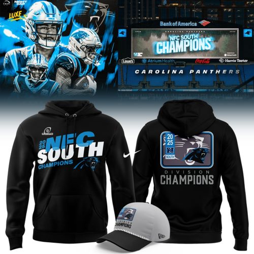 Official Carolina Panthers 2025 NFC South Division Champions Logo Hoodie - Black (Updated Version)-V2
