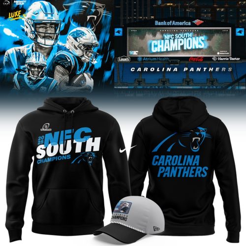 Official Carolina Panthers 2025NFC South Division Champions Logo Hoodie - Black (Updated Version)-V1