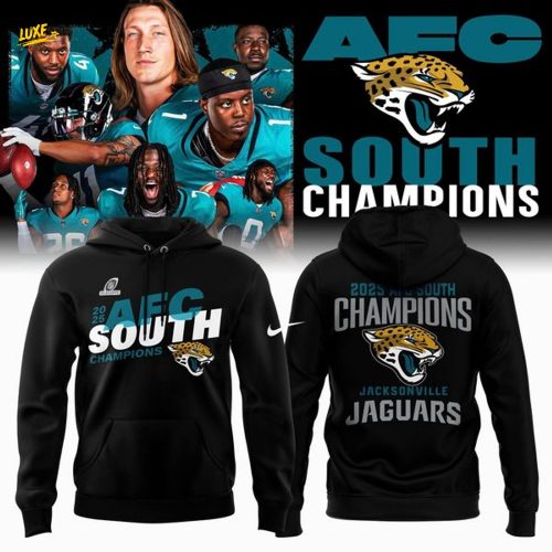 Official Jacksonville Jaguars 2025 AFC South Division Champions Logo Hoodie - Black (Updated Version)-V1