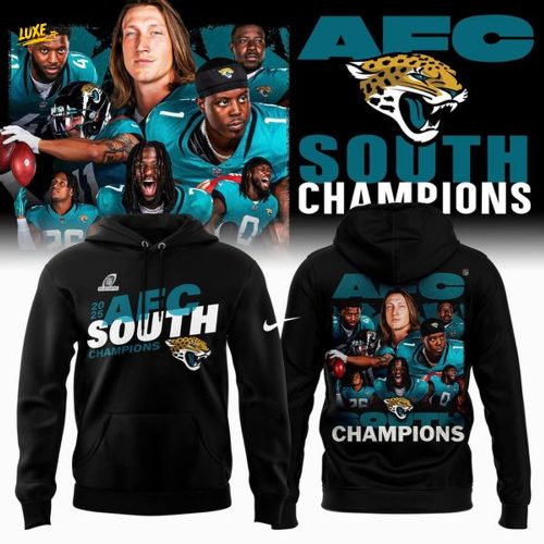 Official Jacksonville Jaguars 2025 AFC South Division Champions Logo Hoodie - Black (Updated Version)-V2