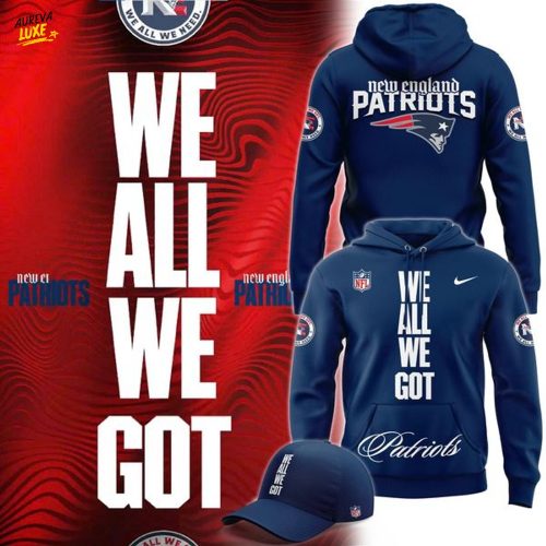 Official New England Patriots "We All We Got" HoodieHoodie - Navy