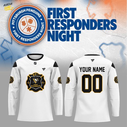 P Penguins First Responders Night Hockey Jersey Custom Name, Number